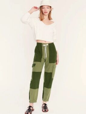 J Crew Olive Patchwork Cargo Jogger Pants